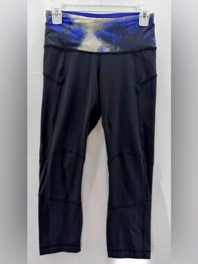 Lululemon Bright At Night Milky Way/Black Crop Leggings Size 6